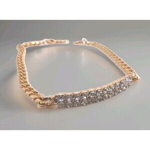 Beautiful 10" Vintage Gold Tone Avon Boot Anklet Cuban Link Bracelet